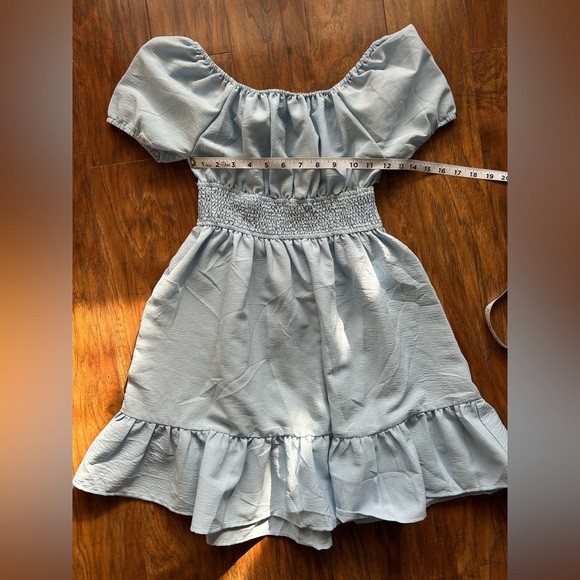Girl’s Size Medium Off The Shoulder Tiered Blue Dress Perfect For Summer Parties - Picture 3 of 7